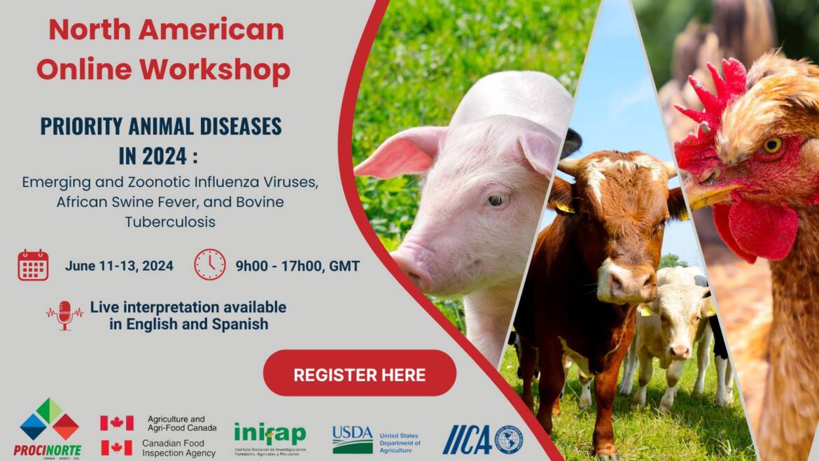 North American Online Workshop on Priority Animal Diseases in 2024: Emerging and Zoonotic Influenza Viruses, African Swine Fever, and Bovine Tuberculosis